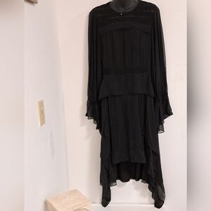BCBDMAXARIA Runway Chic Black Long Sleeve SILK Dress Misses Size 6.